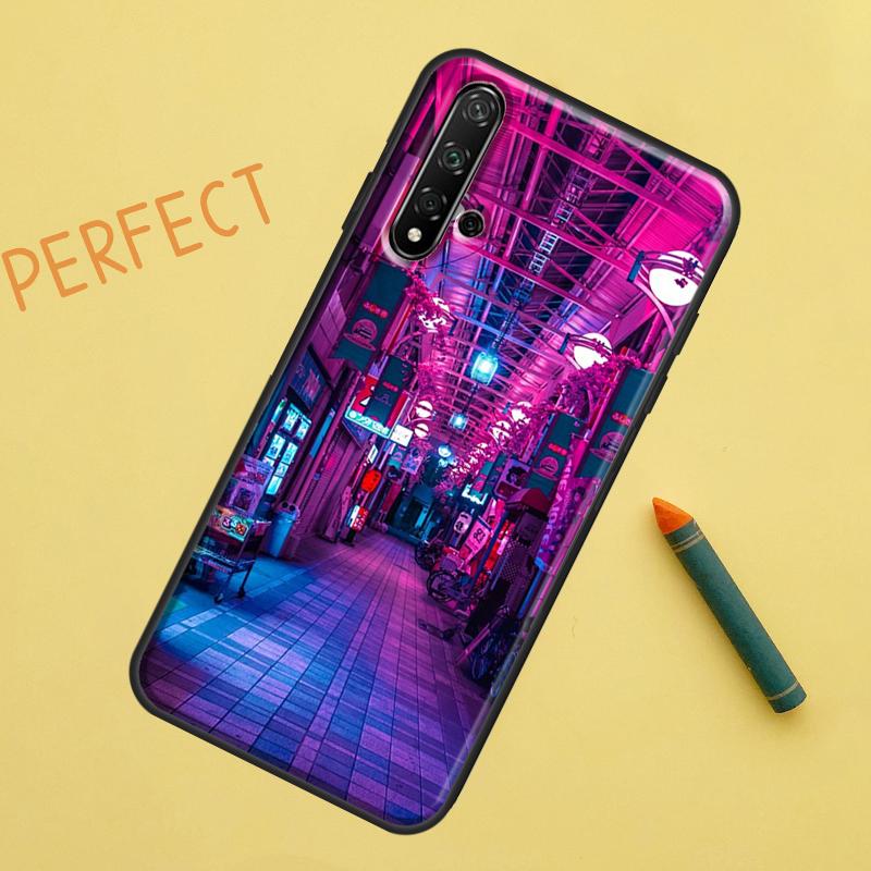 Japanese Night City Aesthetic Case For Huawei Nova 10 9 SE 5T Y90 Y70 Y60 Y61 Nova 3i 7i 8i 11i P20 P40 P30 Lite P60 Pro