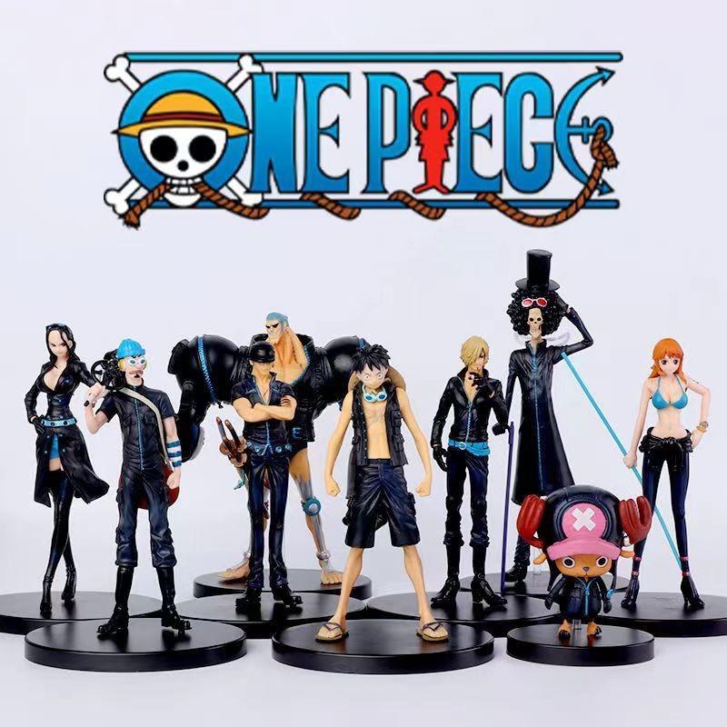 One Piece Модель ручной работы Золотой город Версия из фильма Черная одежда Команда Соломенной шляпы 9 Полный набор Луффи Зоро Аниме Фигурки ПВХ Материал