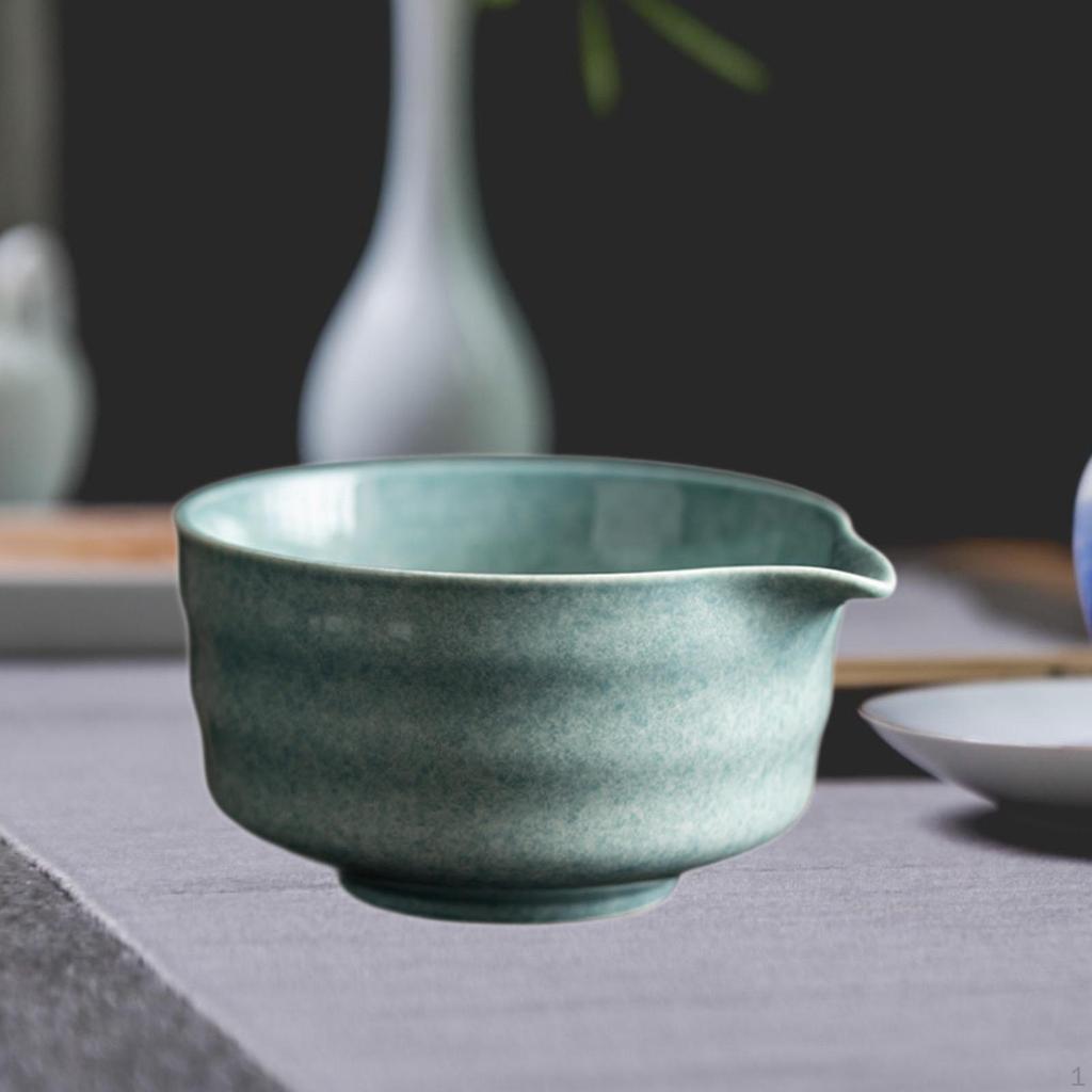 Ceramic Green Tea Bowl 500ml 14x12.6x7.2cm Lightweight for Friends Lovers Multifunctional