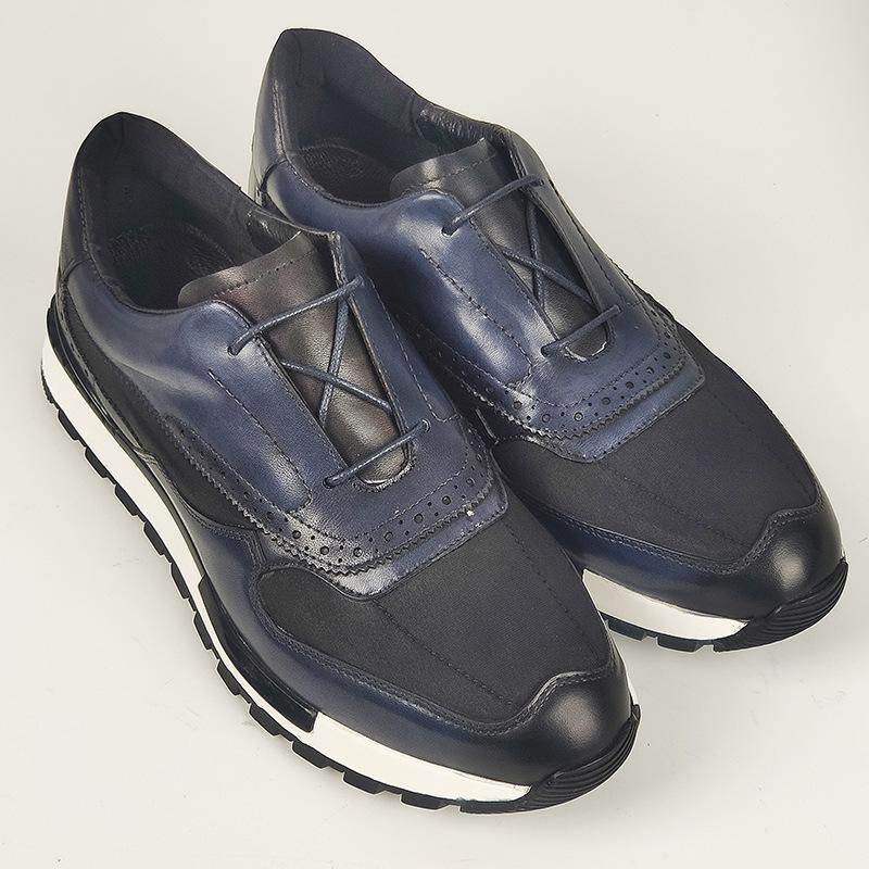 Мужские кроссовки из натуральной кожи и ткани в стиле пэчворк на шнуровке коричневого цвета, повседневные туфли-оксфорды для мужчин