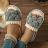 Warm Bowknot Decor Slippers, Casual Open Toe Plush Shoes, Comfortable Indoor Home Slippers