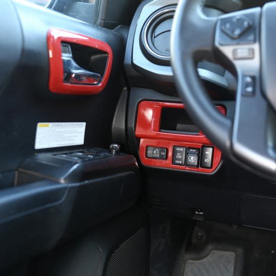 Car Front Rear Door Handle Frame Trim ABS Red Trim Cover For Toyota Tacoma 16-22