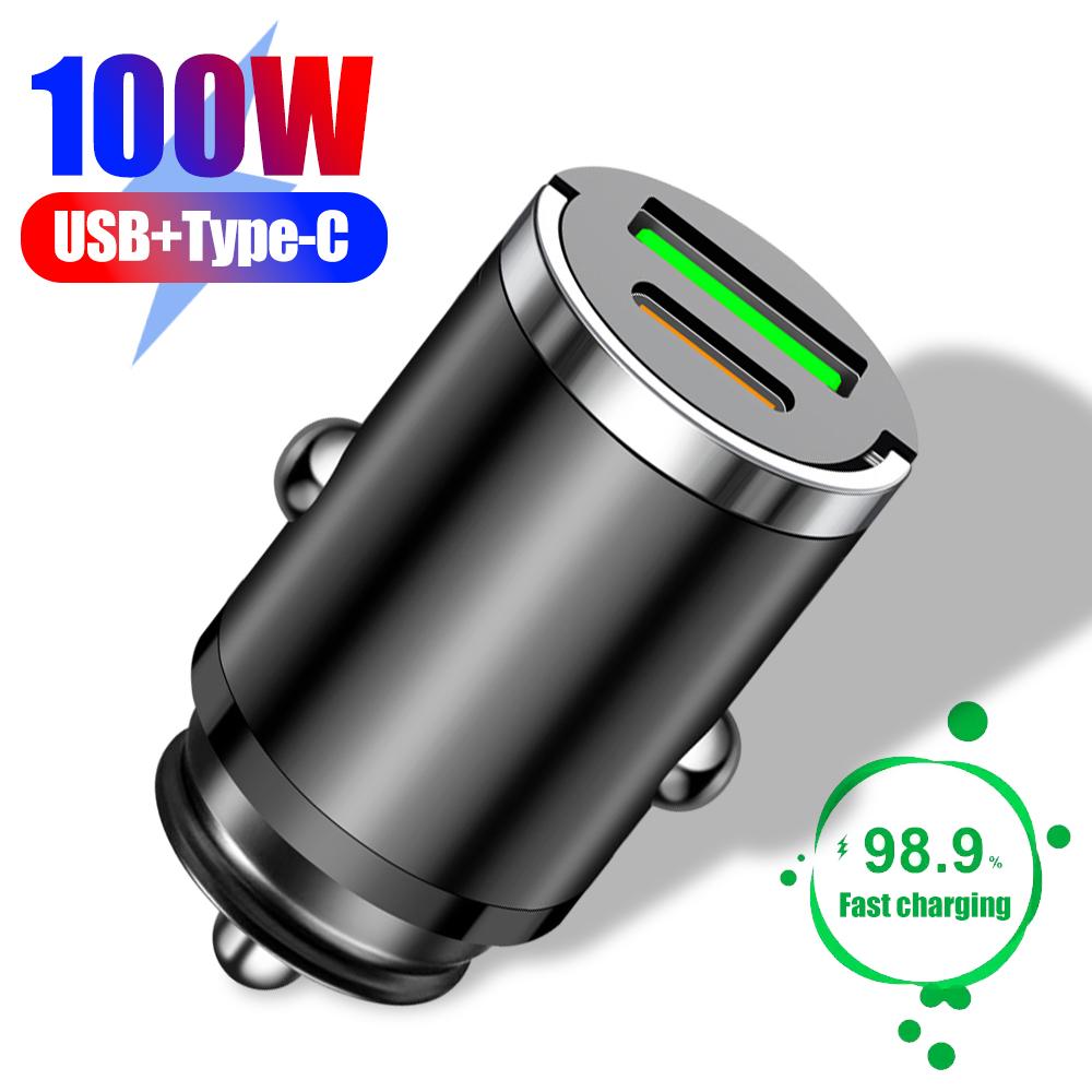 Автомобильное зарядное устройство 12-24 В с автоматическим выдвижным кольцом, два порта PD+USB, быстрая зарядка Type-C QC3.0, автомобильное зарядное устройство, адаптер для прикуривателя