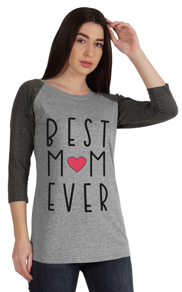 Inkmeso Best Mom Ever Tshirt Raglan Sleeve Mother  s Day Gift Tops Moms Shirt