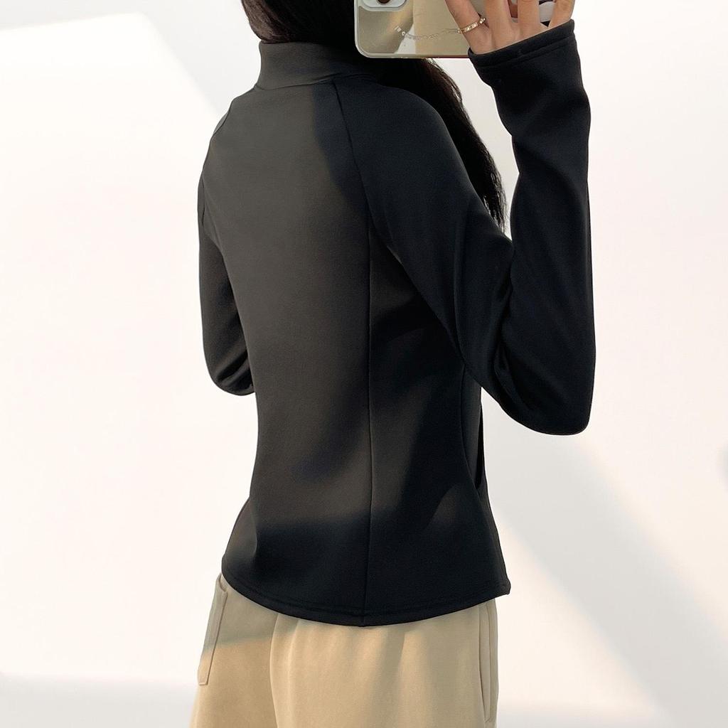 Куртка Juyitang Peach Velvet Stand Collar – теплая, плотная, с карманами одежда для йоги на осень и зиму