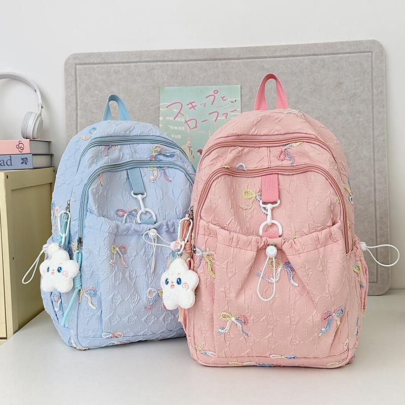 Japanese Bow Bag Female Junior High School Students Cute Joker Large Capacity Backpack Gao Yan College Backpack.