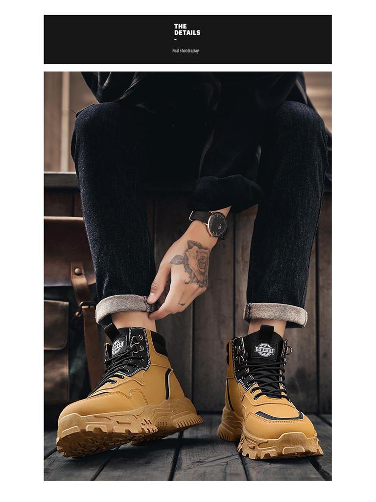 Мужские дышащие высокие ботинки Martin — осенний корейский стиль, универсальная обувь для альпинизма на толстой подошве