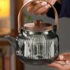 800ml Glass Teapot With Bamboo Handle Steaming Double FilterCup Heat-resistant Transparent Hammer Pattern Flower Teapot
