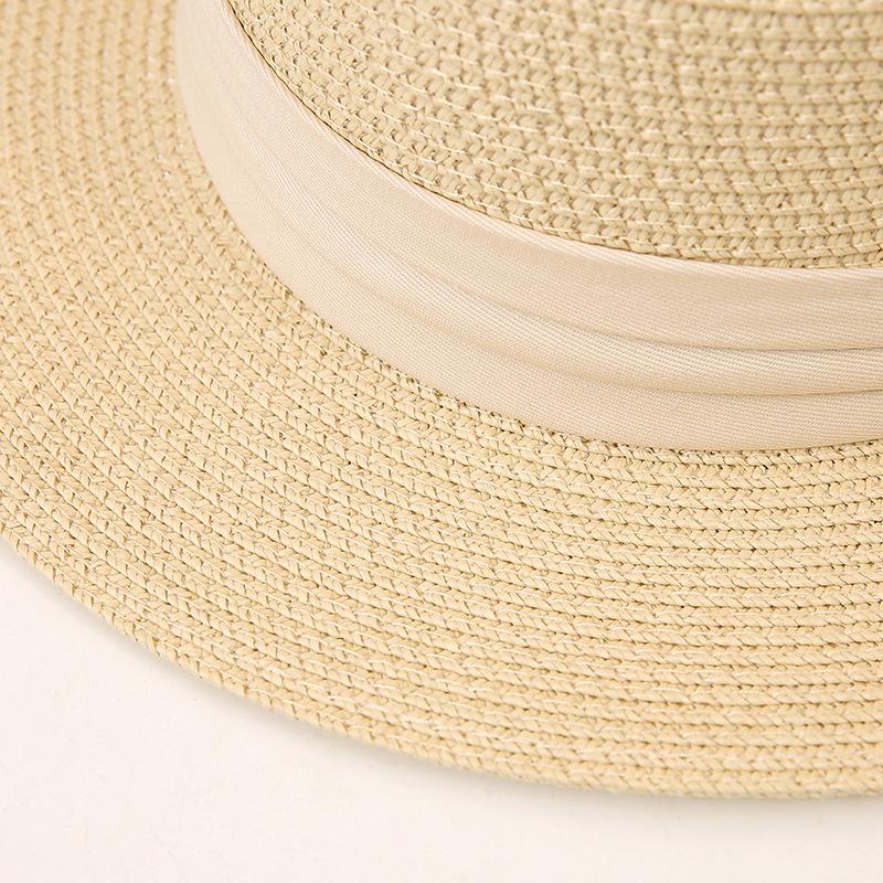 Элегантная соломенная шляпа от солнца во французском стиле, однотонная, с плоским верхом, для летнего пляжа, незаменимая вещь для женщин, идеально подходит для активного отдыха, садоводства и путешествий