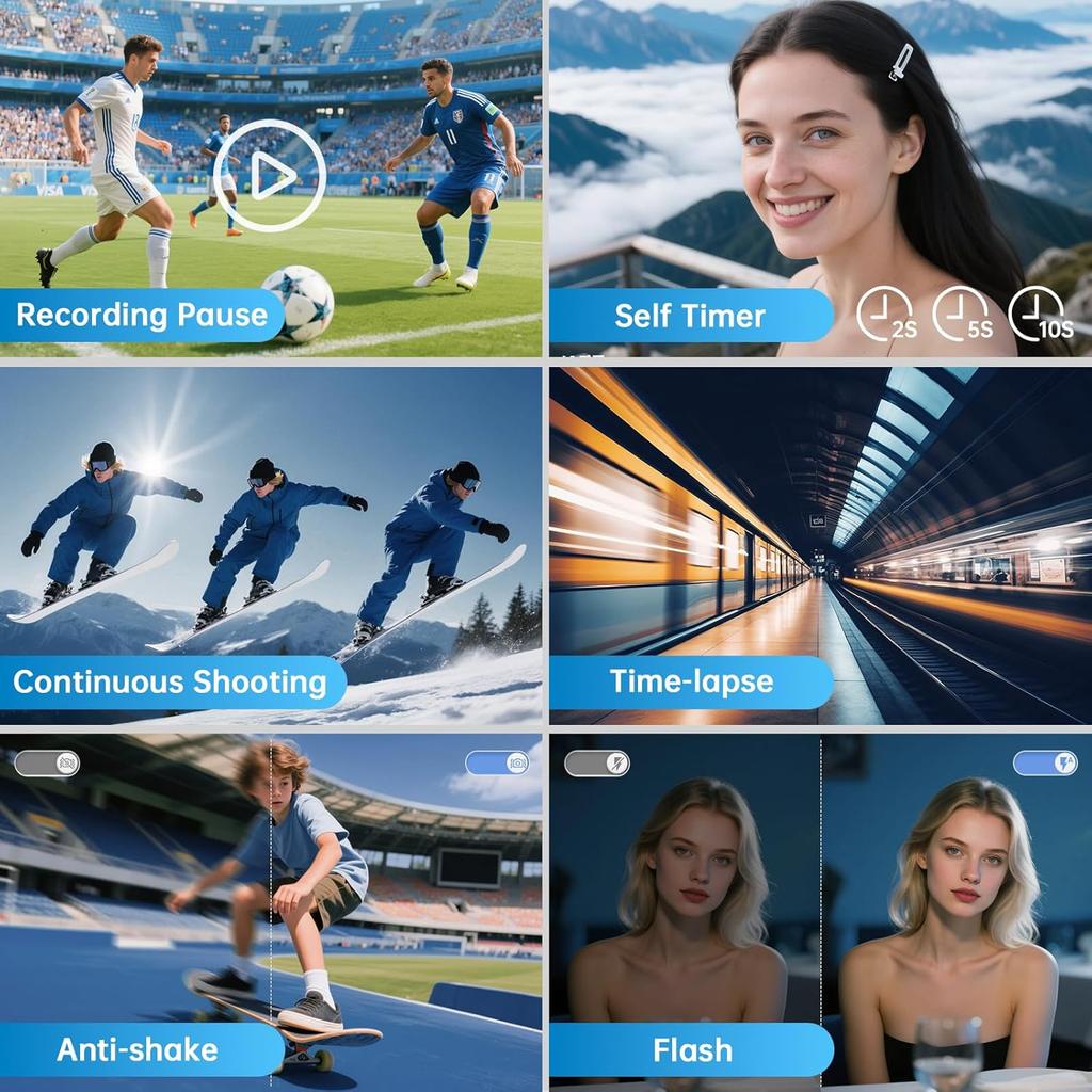 4K Digital Camera for Photography with WiFi, 2025 Latest Auto-Focus Vlogging Camera for YouTube Video 3'' 180° Flip Screen Travel Cameras 16X Zoom