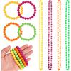 Amosfun Neon Bead Necklace Bracelet Jewelry Set Multicolor Mardi Gras Easter Party Supply Costume Accessory 80s 90s Party Favors 8 Pack