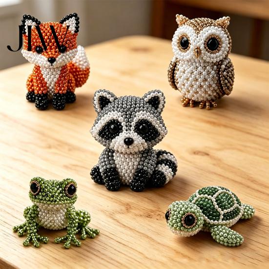 3D Beaded Animals DIY Animal Beading Kit, Tiny Craft Set, Cute Bead Kit for Teens Art Beginners Adults Stress Relief Decoration Handmade Gift