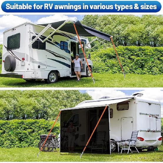 1set 2-IN-1 Awning Storm Band Straps Tie Down Kits For Thule Fiamma Dometic Awning Canopy Fit For Most Motorhomes