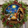 5pcs Nativity Scene of Jesus Wooden Wreath - 8"x8" Round Wall & Table Decor, Perfect for Cafes, Bedrooms, Bars, Living Rooms - Ideal Christmas Gift