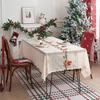 Кружевная скатерть с вышивкой Санта-Клауса и рождественского колокольчика, праздничная