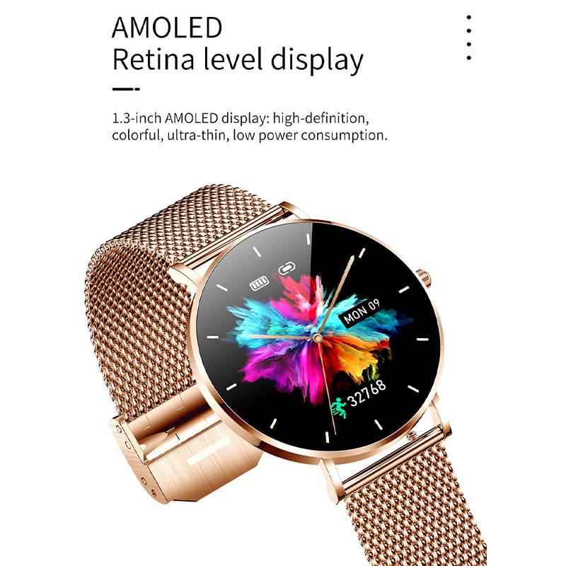 2023 Новые ультратонкие женские умные часы 1,36 дюйма AMOLED 360*360 HD пикселей дисплей всегда показывает время напоминание о звонке умные часы женские + коробка