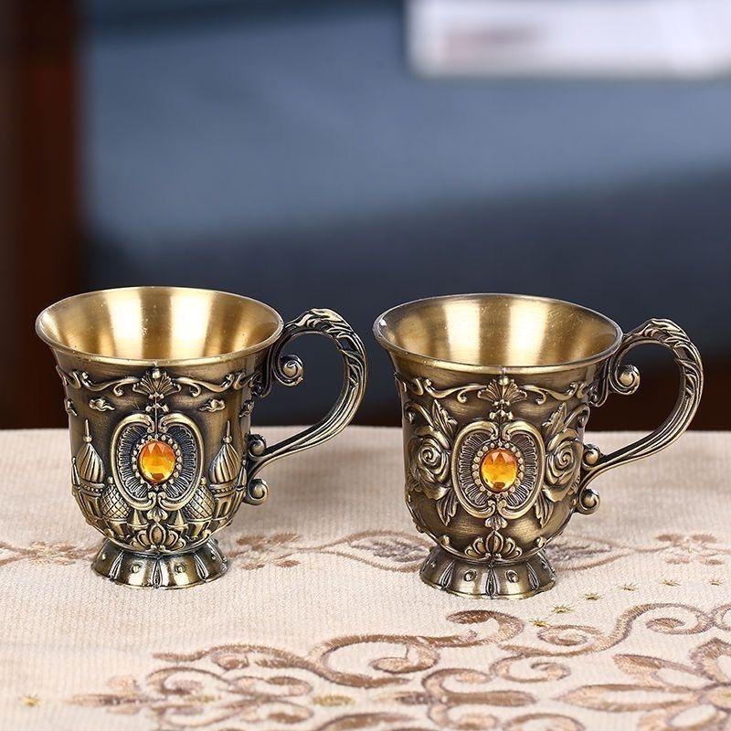 Легкий Роскошный Гравированный Бронзовый Винный Бокал – Винтажный Бокал для Белого Вина на Высокой Ножке для Дома, Вечеринки и Бара