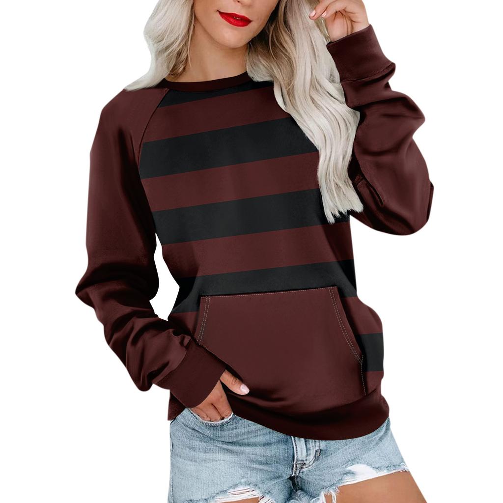 Женская толстовка с длинным рукавом, повседневная, с круглым вырезом, симпатичная, с принтом, легкая толстовка с карманом