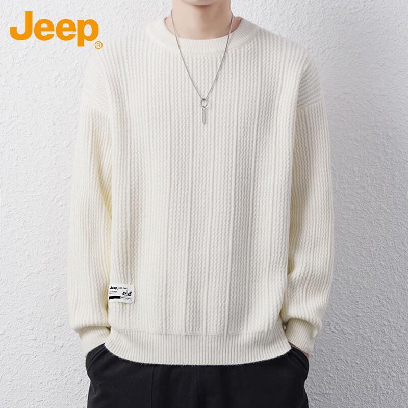 Jeep Men's Loose-Fit Round Neck Knitted Sweater