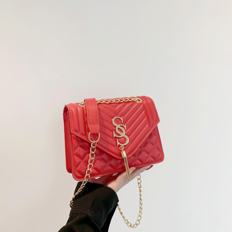 Сумка-цепочка в корейском стиле для женщин на весну и лето, новая модная сумка через плечо на одно плечо, маленькая квадратная сумка с вышитой нитью, женская сумка