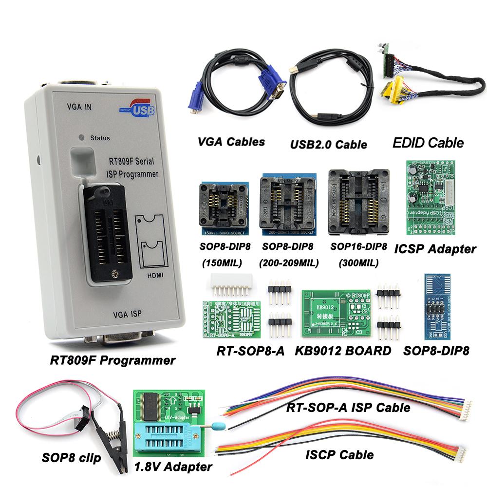 EMMC RT809F Serial ISP Programmer VGA LCD with RT-SOP8-A Simple Adapter Universal Programmable Calculator