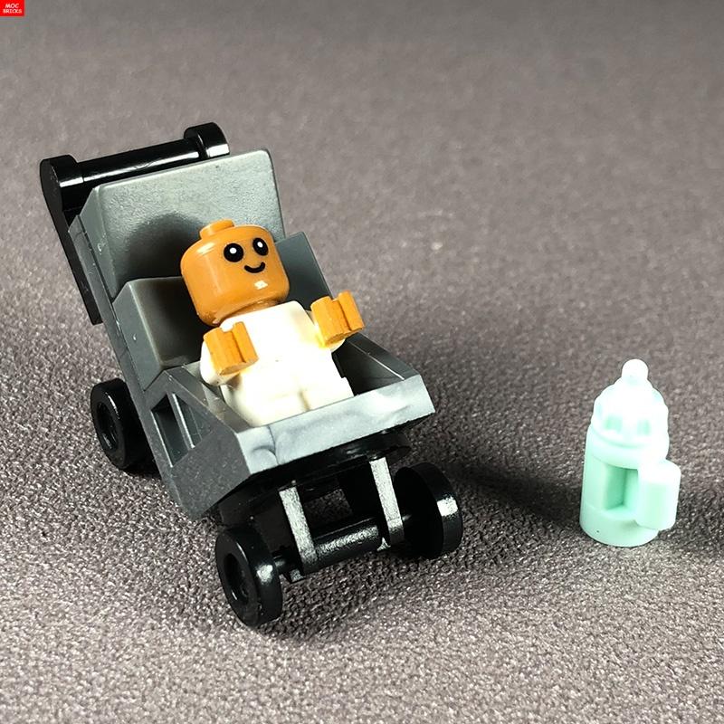 MOC Кубики Детская коляска люлька для младенцев подставка для бутылочки Обучающие Строительные Блоки Игрушки для Детей Девочек Подарок