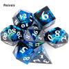 7 Pcs Dark Blue Resin White Number Sharp Edge Dice Polyhedral Dice Suitable for Role-Playing RPG Board Game