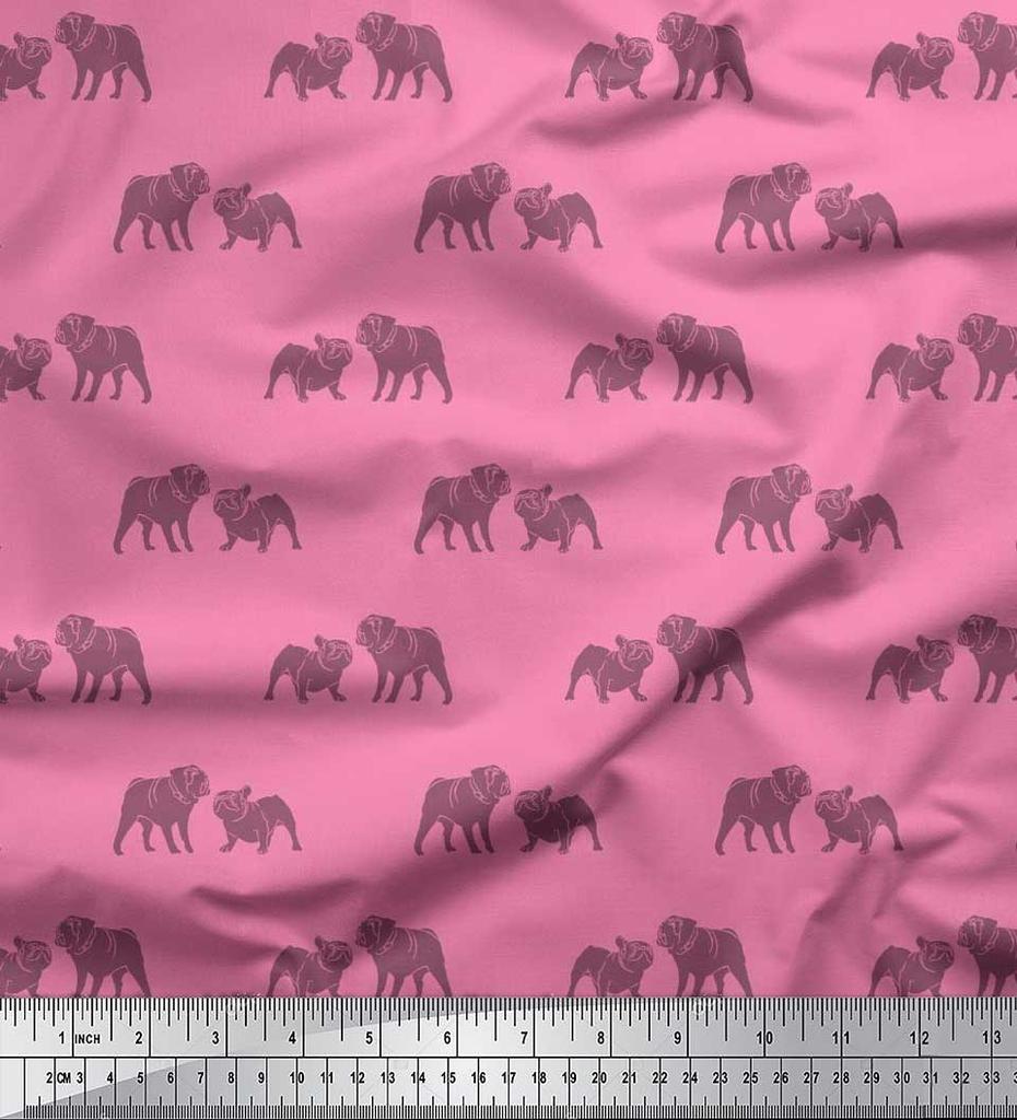 Soimoi Японская креп-сатиновая ткань с принтом Bull Dog на метр шириной 42 дюйма