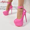 Aphixta Нежно-розовые туфли-лодочки для вечеринки, дискотеки, танцев, женские, платформа 5,5 см, высокий тонкий каблук 16 см, обувь супер большого размера 50