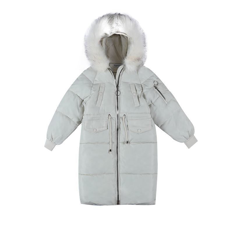 Padded-on women's large fur collar loose bread clothes thickened over the knee medium and long down padded clothes large size padded jacket