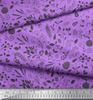 Soimoi Purple Poly Crepe Fabric Berries Leaves Decor Fabric Printed metre 42 Inch