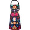 Mexican Apron for Women, Colorful Mexican Background with Flowers and Birds Apron, Waterproof Kitchen Cooking Apron with Pockets Adjustable for