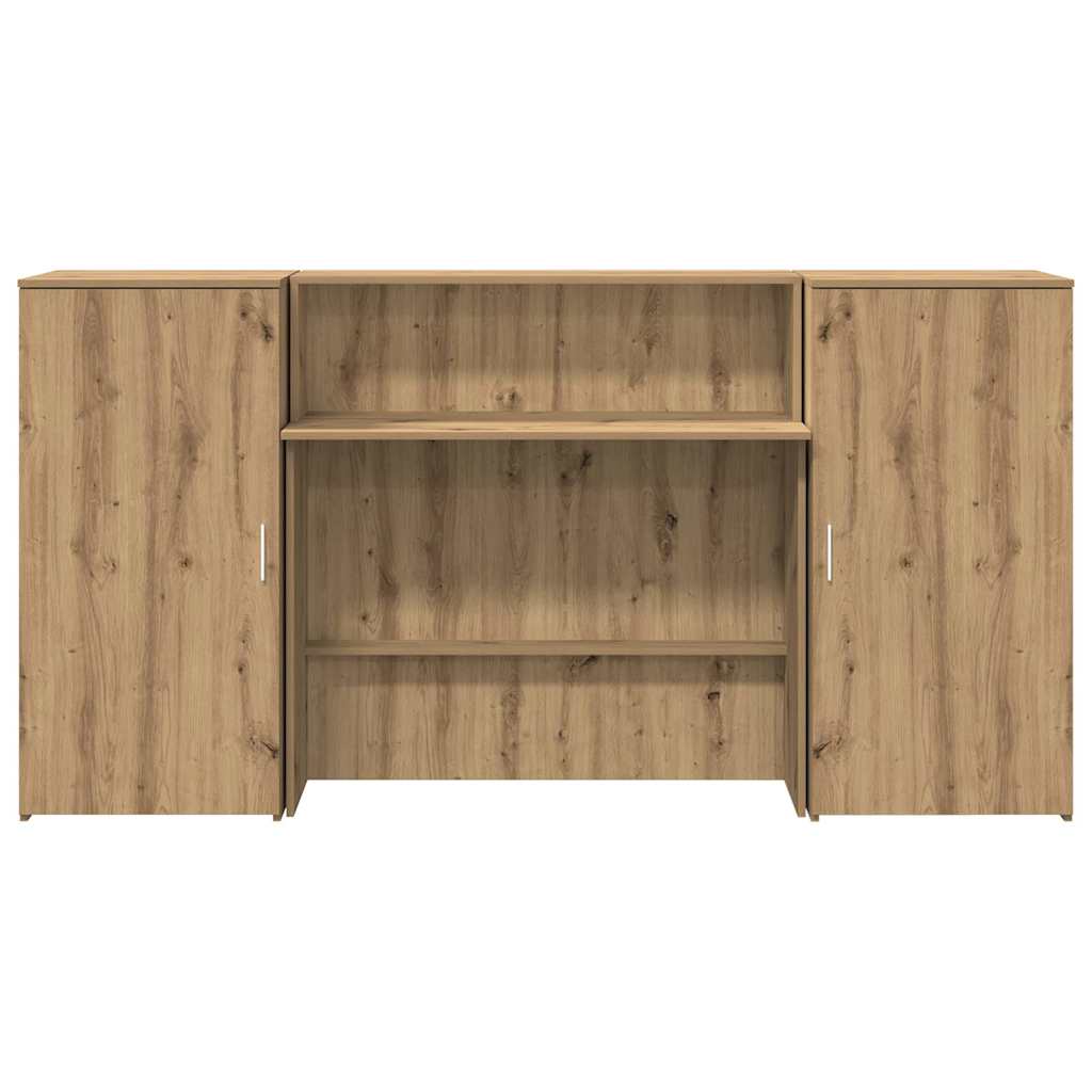 Biurko Recepcyjne Dąb Artisan 200X50X103,5 Cm Drewno Klejone