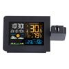 Multifunctional Weather Clock Projected Color Screen Black Portable Humidity Thermometer