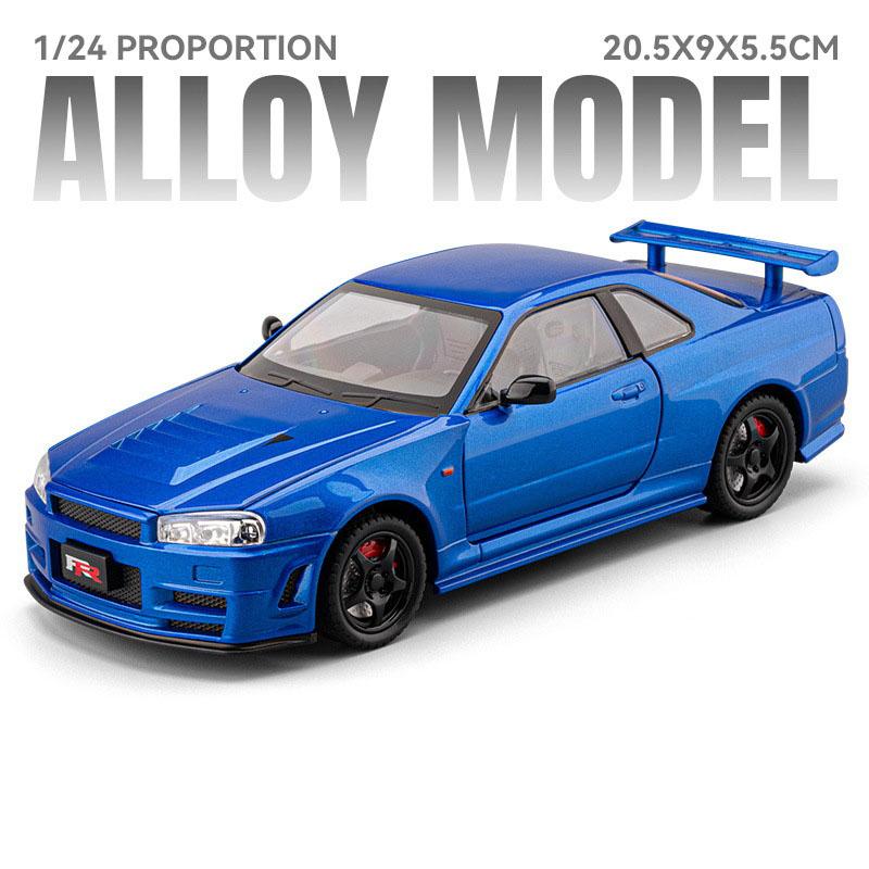 1:24 RX7 GTR-R34 Игрушечные Машинки Сплав Литье под Давлением Миниатюрные Модели Подвеска Четырех Колес Открывающиеся Двери Транспортные Средства Модные Украшения
