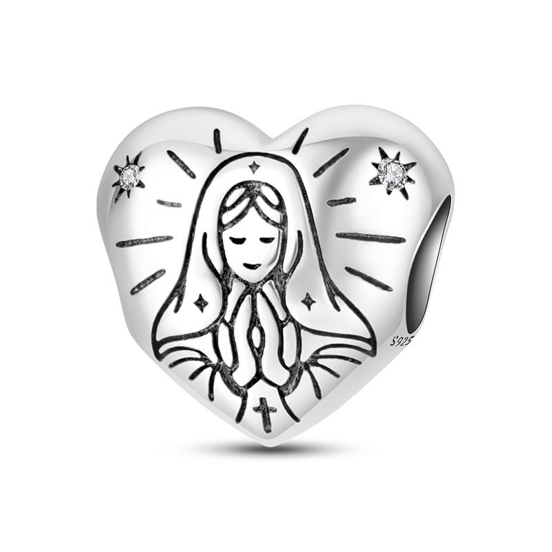 New 925 Silver Circular Heart Shape Friendly Embrace Pray Charms Beads For Women Fit Bracelet DIY Jewelry Gift