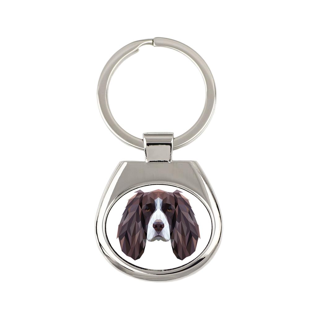 English Springer Spaniel - Geometric Keychain with a Photo and the Inscription Art-Dog