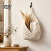 Thickened Cotton Rope Basket 3PCS Hanging Woven Storage Basket, Wall-mounted Organizer Wall Vegetable Pouches, Boho Multi-functional Bag for