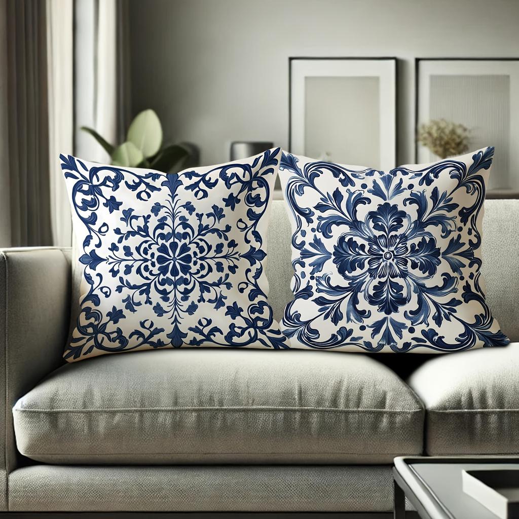 Bohemian Blue And White Floral Pillowcasesuitable For Sofa Car Bedroom Decorative Cushion Cover Pillow Cover