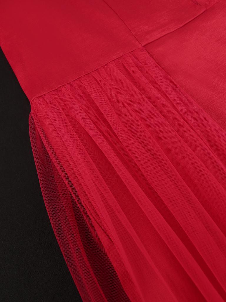 AOMEI Сексуальные красные вечерние платья для выпускного вечера для женщин с накидкой и верхней юбкой с прозрачным глубоким V-образным вырезом и пышными многослойными рукавами, летние платья для женщин для особых случаев