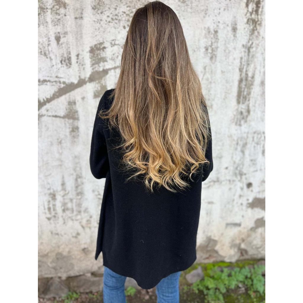 IHUASU Autumn Winter Women's Woolen Coat Casual Loose Lapel False Pocket Cardigan