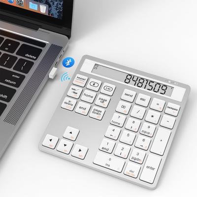 Bluetooth Number Pad and Calculator, 34 Keys, Bluetooth & 2.4G USB Numeric Keypad with Display for MacBook Pro Air, iMac, and Desktops, Data Entry