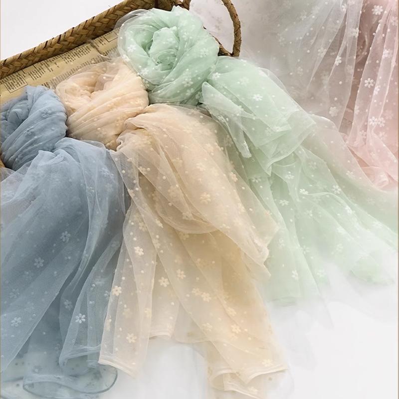 Ткань сетка с флоком "Снежинка" 150x100см/200см для платьев, отделки женской одежды, оконных сеток, ткань для рукоделия DIY TJ5103