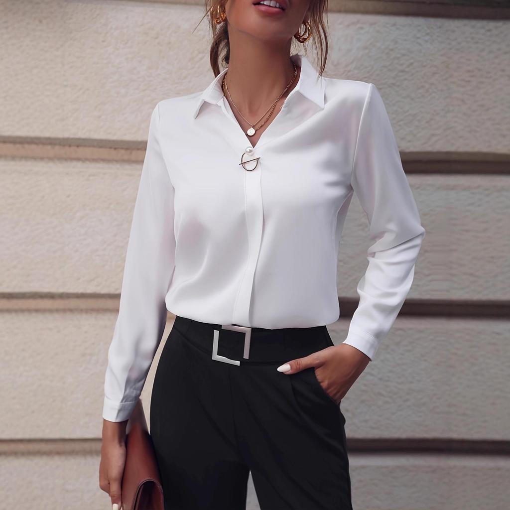 Универсальная женская рубашка с V-образным вырезом и длинным рукавом, европейско-американский стиль, для трансграничной торговли