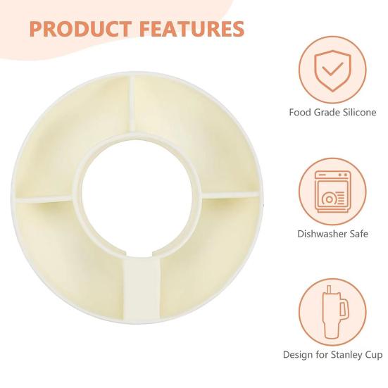 Силиконовое кольцо для закусок с 4 отделениями, идеально подходит для контейнера для закусок, простые многоразовые тарелки для закусок для чашки на 40 унций