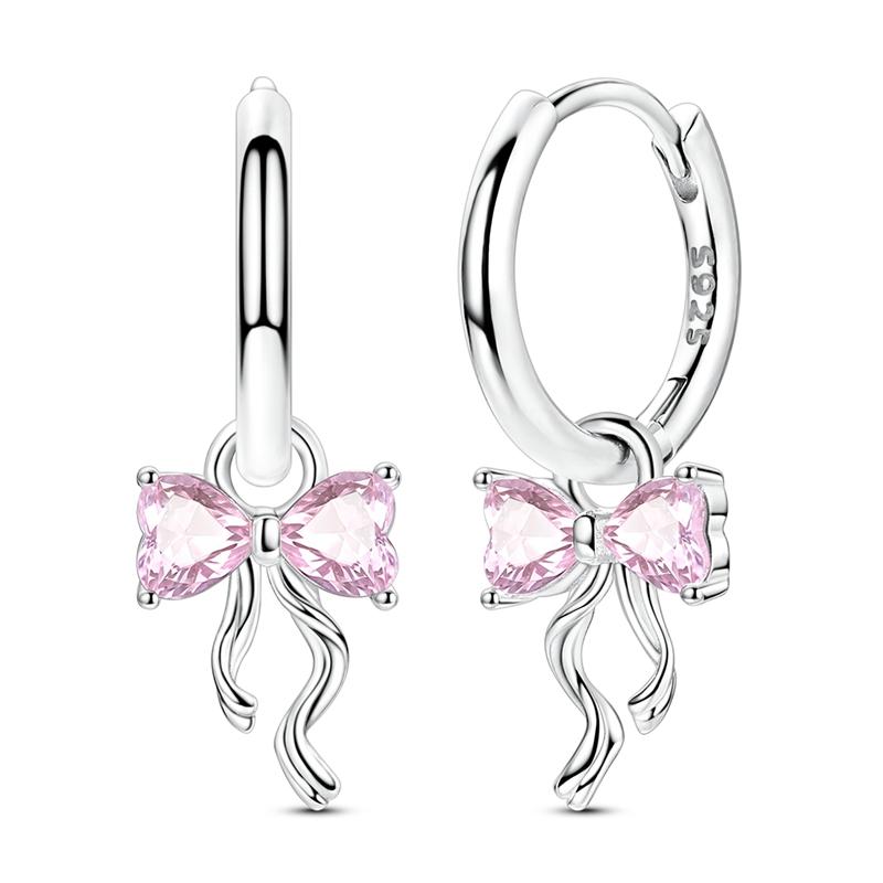 Purple Zircon Hoop Earrings 925 Silver U-shaped Liquid Metal Love Heart Fashion Earrings For Women Jewelry