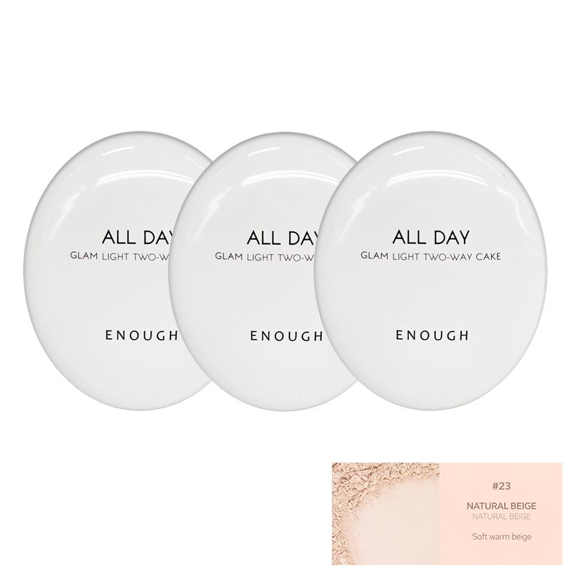 ENOUGH All Day Glam Легкая двухсторонняя пудра SPF28 PA++ 12 г + Сменный блок 12 г   (9 вариантов)