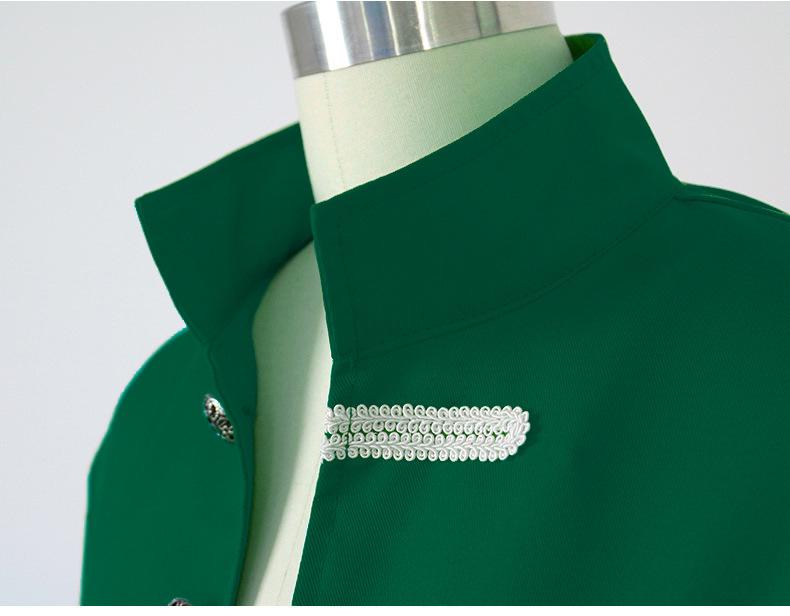 2024 European & American Men's Solid Color Steampunk Overcoat with Stand-Up Collar