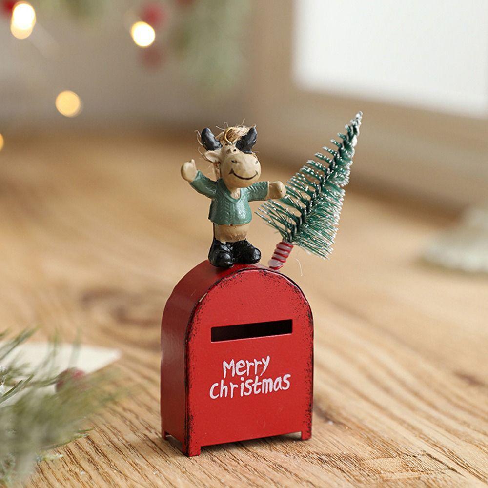 Cartoon Red Mailbox Hanging Ornament Elk Snowman Christmas Mailbox Decoration  Home Xmas Decor