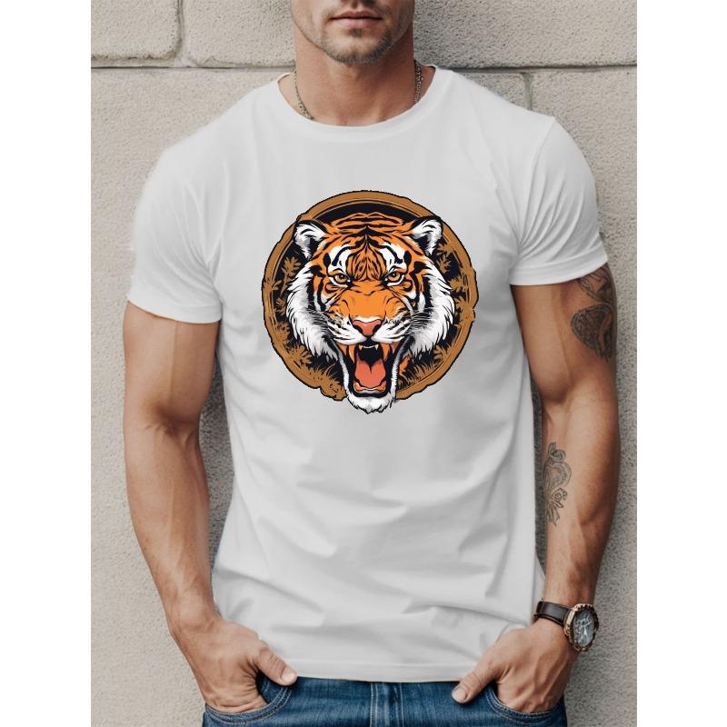 Европейские размеры Мужская футболка с коротким рукавом Tiger Летняя футболка Топ